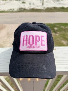 'HOPE' Patch Baseball Cap in Black & Pink